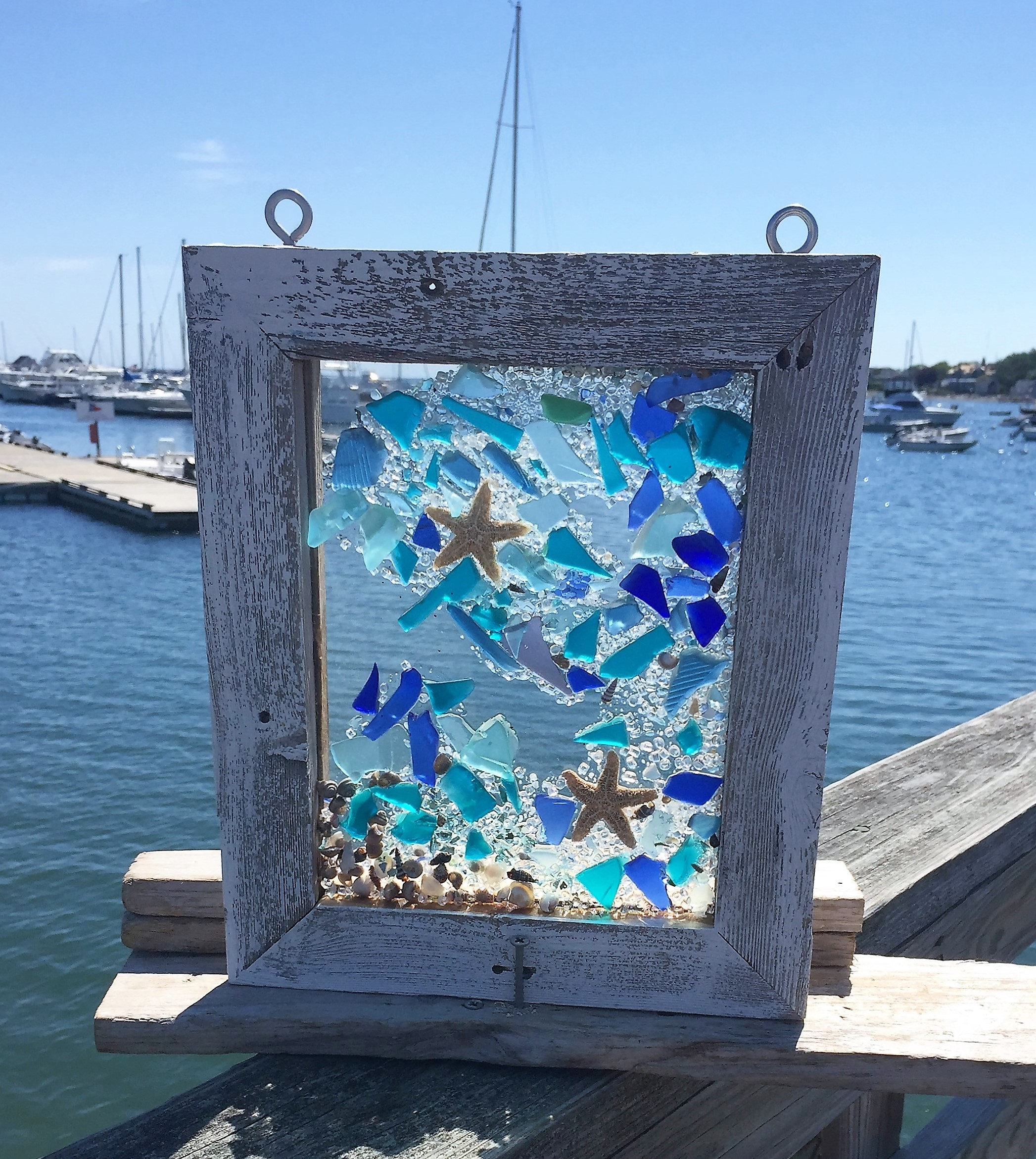 Island Style Galleries Sea Glass Window With Shells